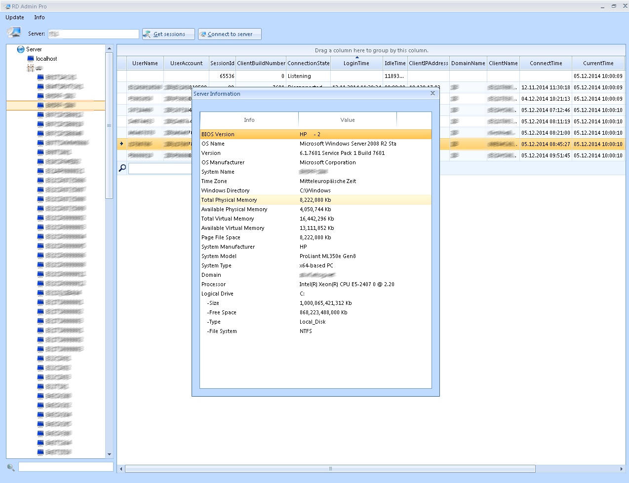 Showing server informations of your terminal server