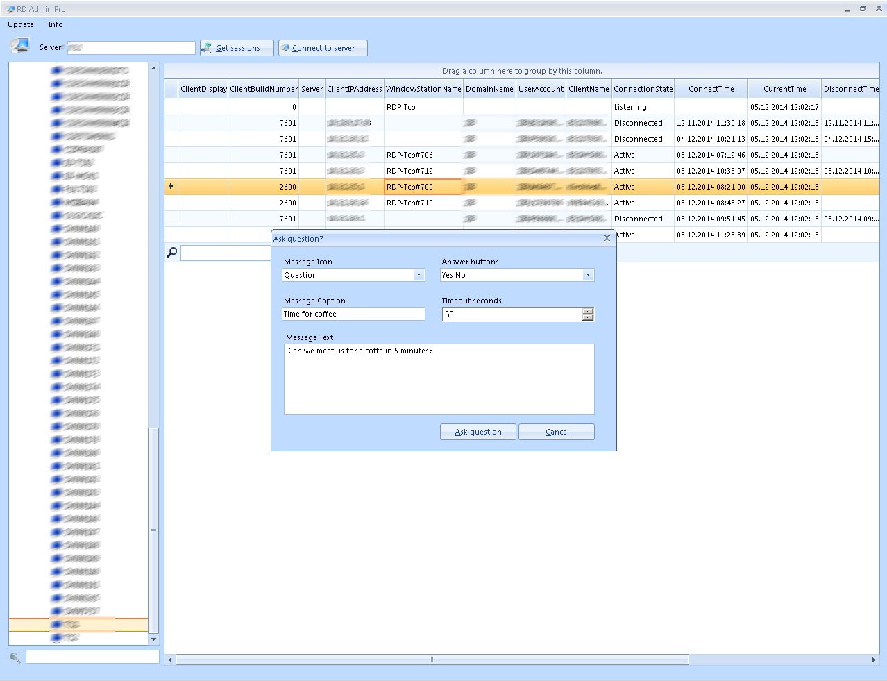 communicate with your terminal server user